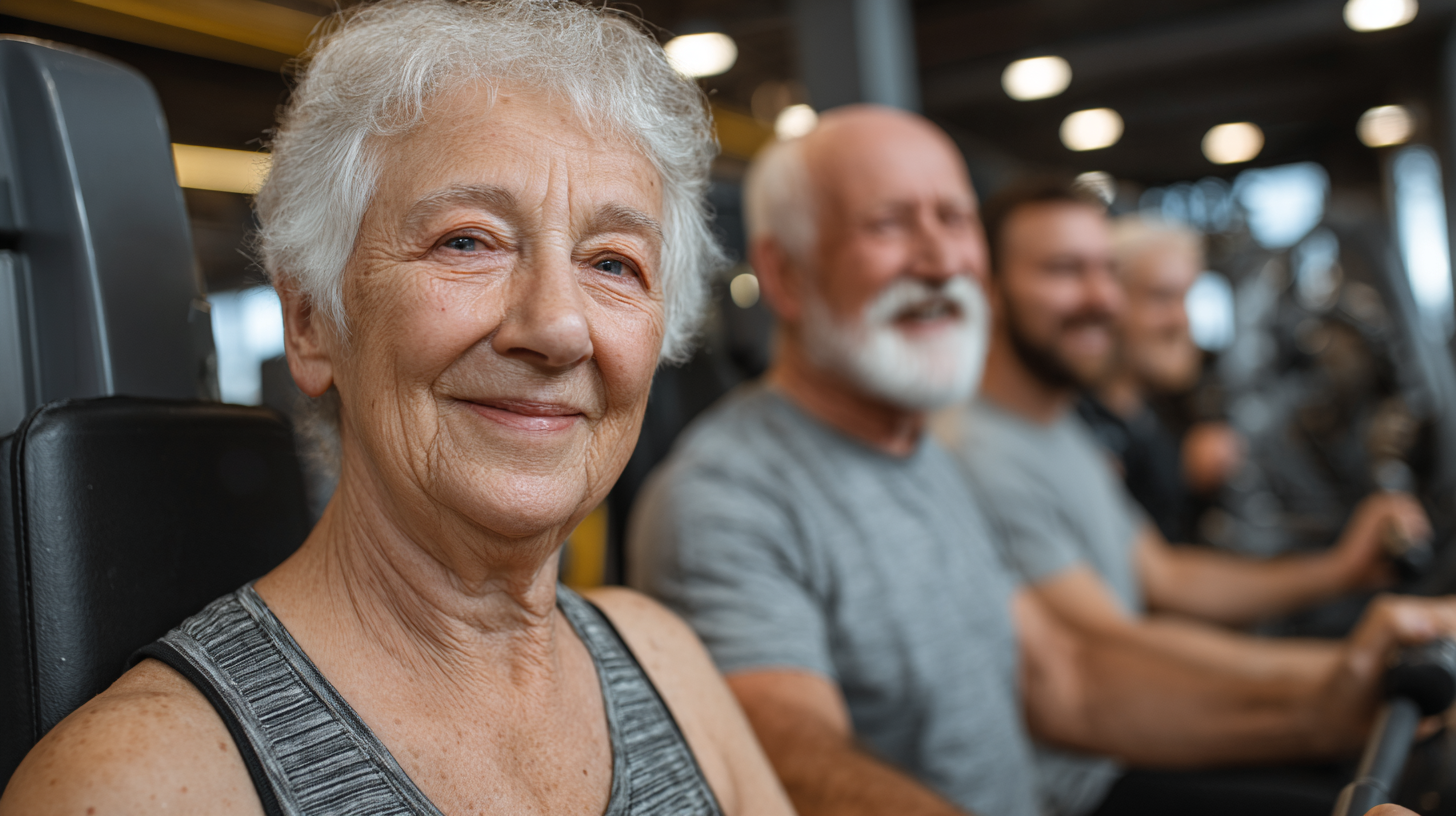 Активни възрастни хора правят упражнения на открито